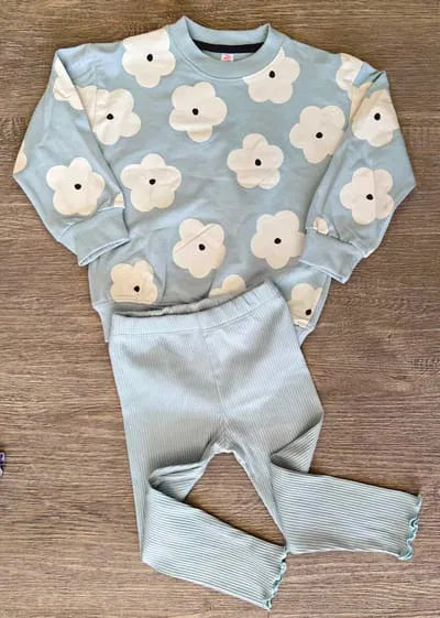 Ensemble sweat & legging fille imprimé fleur – Tailles 2 à 5 ans 9862 ALL FOR KIDS