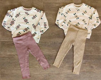 Ensemble fille sweat fleurs + legging côtelé doux taille de 3 à 6 ans ref 5481 ALL FOR KIDS