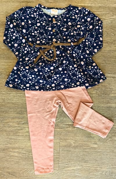 Ensemble fille fleuri avec legging – 3 à 6 ans ref 5518 ALL FOR KIDS