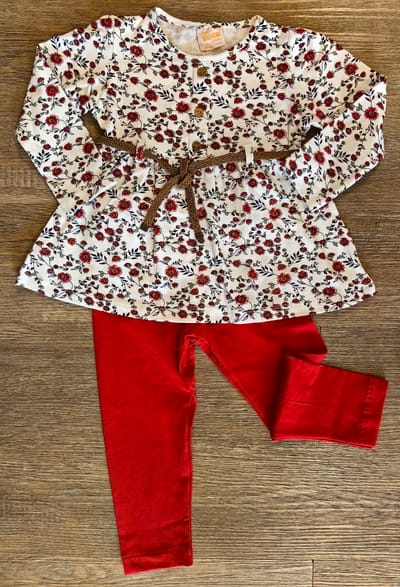 Ensemble fille fleuri avec legging – 3 à 6 ans ref 5518 ALL FOR KIDS
