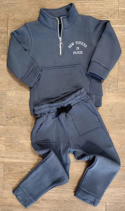 Ensemble de Jogging enfant hiver chaud coton bleu ou vert dernière teille 3 ans ref 0218 ALL FOR KIDS