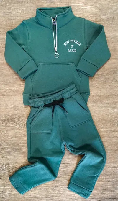 Ensemble de Jogging enfant hiver chaud coton bleu ou vert dernière teille 3 ans ref 0218 ALL FOR KIDS