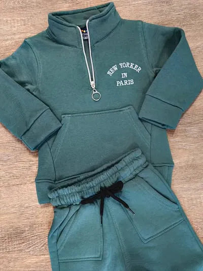 Ensemble de Jogging enfant hiver chaud coton bleu ou vert dernière teille 3 ans ref 0218 ALL FOR KIDS