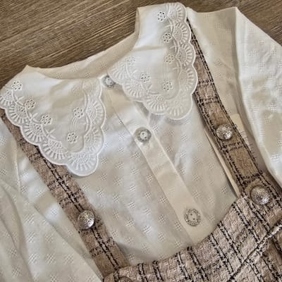 Ensemble fille chemise brodée + short à bretelles dernière taille 3 ans ref 1876 ALL FOR KIDS