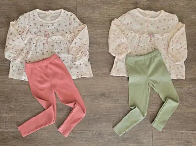 Ensemble fille fleuri en gaze de coton taille de 3 à 6 ans – Confort et style au quotidien 5608 ALL FOR KIDS