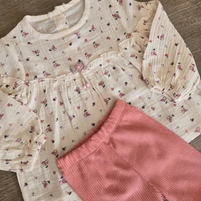 Ensemble fille fleuri en gaze de coton taille de 3 à 6 ans – Confort et style au quotidien 5608 ALL FOR KIDS