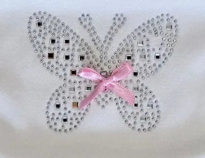 Coffret naissance fille papillon strass 5 pièces coton 0/3 mois ref 6503 ALL FOR KIDS