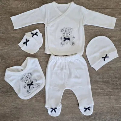 Coffret naissance fille papillon strass 5 pièces coton 0/3 mois ref 6503 (Copie) ALL FOR KIDS