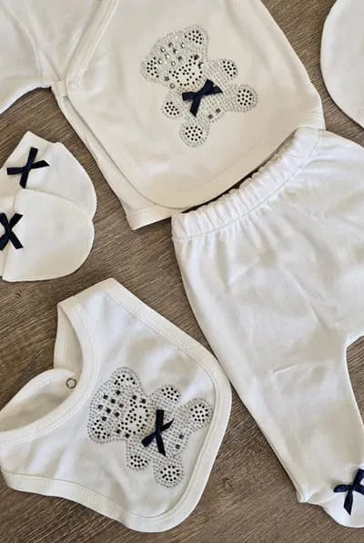 Coffret naissance fille papillon strass 5 pièces coton 0/3 mois ref 6503 (Copie) ALL FOR KIDS