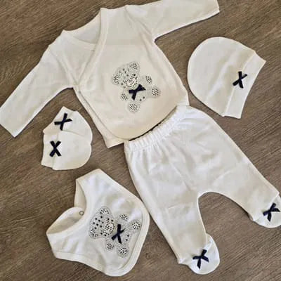 Coffret naissance fille papillon strass 5 pièces coton 0/3 mois ref 6503 (Copie) ALL FOR KIDS