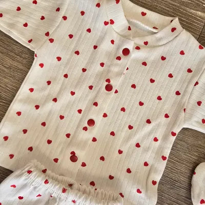 Kit naissance bébé cœurs rouges 100 % coton doux 0-3 mois ALL FOR KIDS