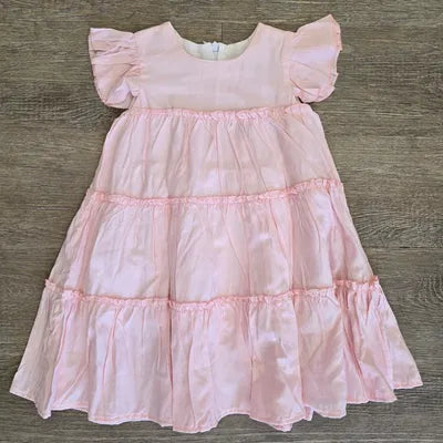 Robe rose fille 100% coton à volants taille de 2 à 5 ans ref 9200 ALL FOR KIDS
