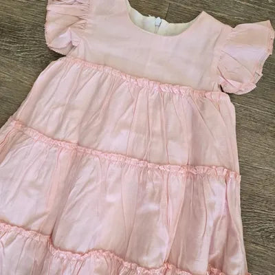 Robe rose fille 100% coton à volants taille de 2 à 5 ans ref 9200 ALL FOR KIDS