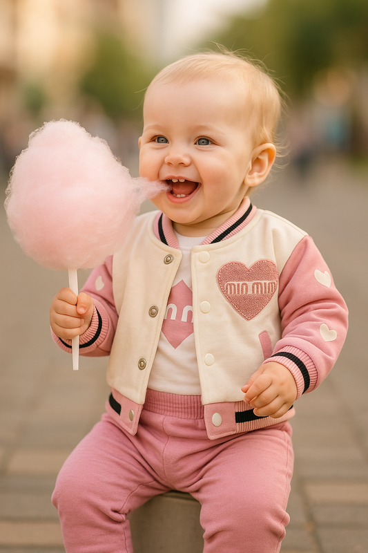 Ensemble fille 3 pièces rose coton taille de 6 à 18 mois ref 1316 ALL FOR KIDS