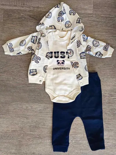 Ensemble naissance body manche longue veste capuche et pantalon coton ref 538 ALL FOR KIDS