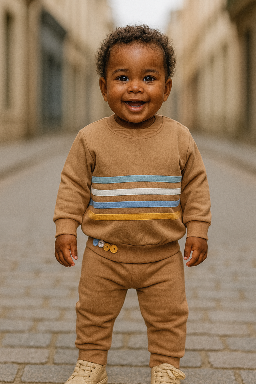 Ensemble de jogging bébé marron doux dernière taille 9 mois ref 2154 ALL FOR KIDS