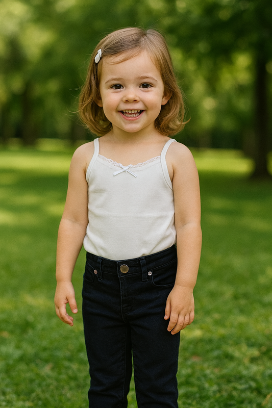 Ensemble fille caraco blanc et jean noir dernière taille 3 ans 100% coton ref 3119 ALL FOR KIDS