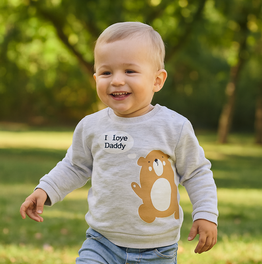 Sweat bébé gris I love Daddy  100 % coton  0 à 12 mois ref 3926 ALL FOR KIDS