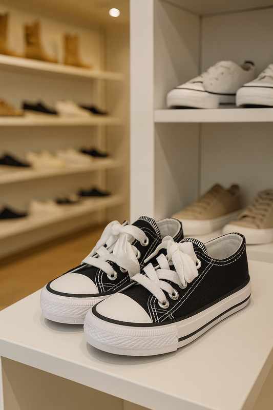 Baskets enfant noires style converse pointure de 24 au 30 unisexe ref 804 ALL FOR KIDS