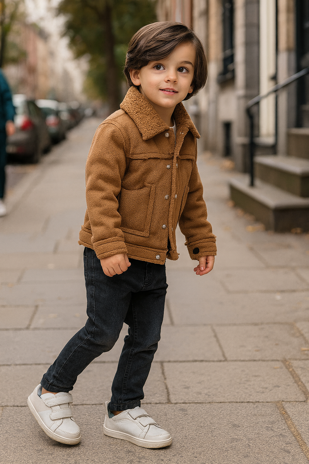 Ensemble garçon hiver 3 pièces veste sherpa, jean, tee-shirt taille de 2 à 5 ans ref 3708 ALL FOR KIDS