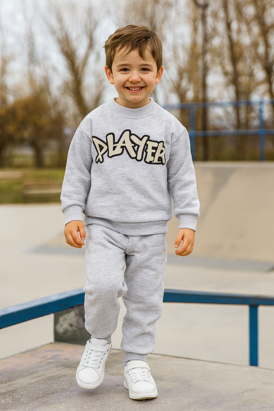 Ensemble garçon gris "PLAYER" 100% coton taille de 3 à 6 ans ref 7137 ALL FOR KIDS