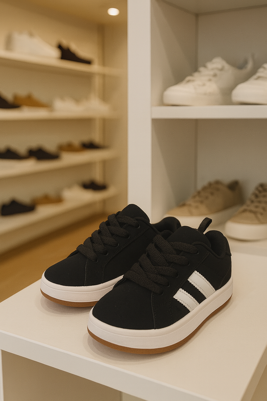 Baskets enfant campus noires pointure 26 à 30 streetwear mixte ALL FOR KIDS