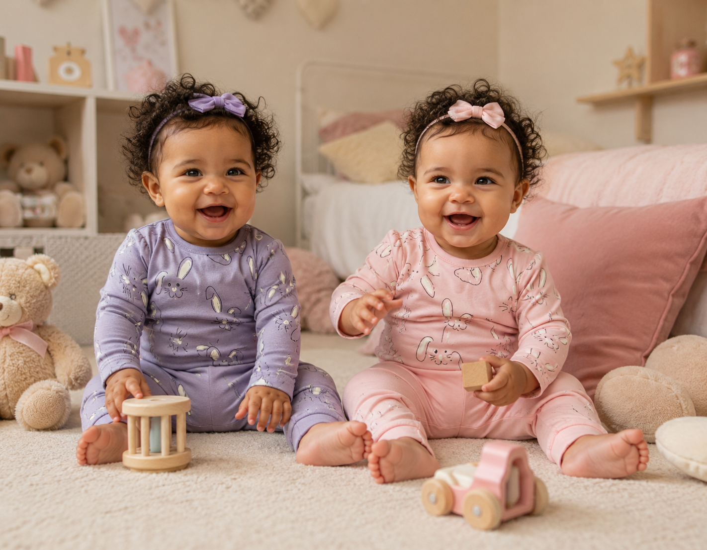 Ensemble bébé fille lapin rose coton ALL FOR KIDS