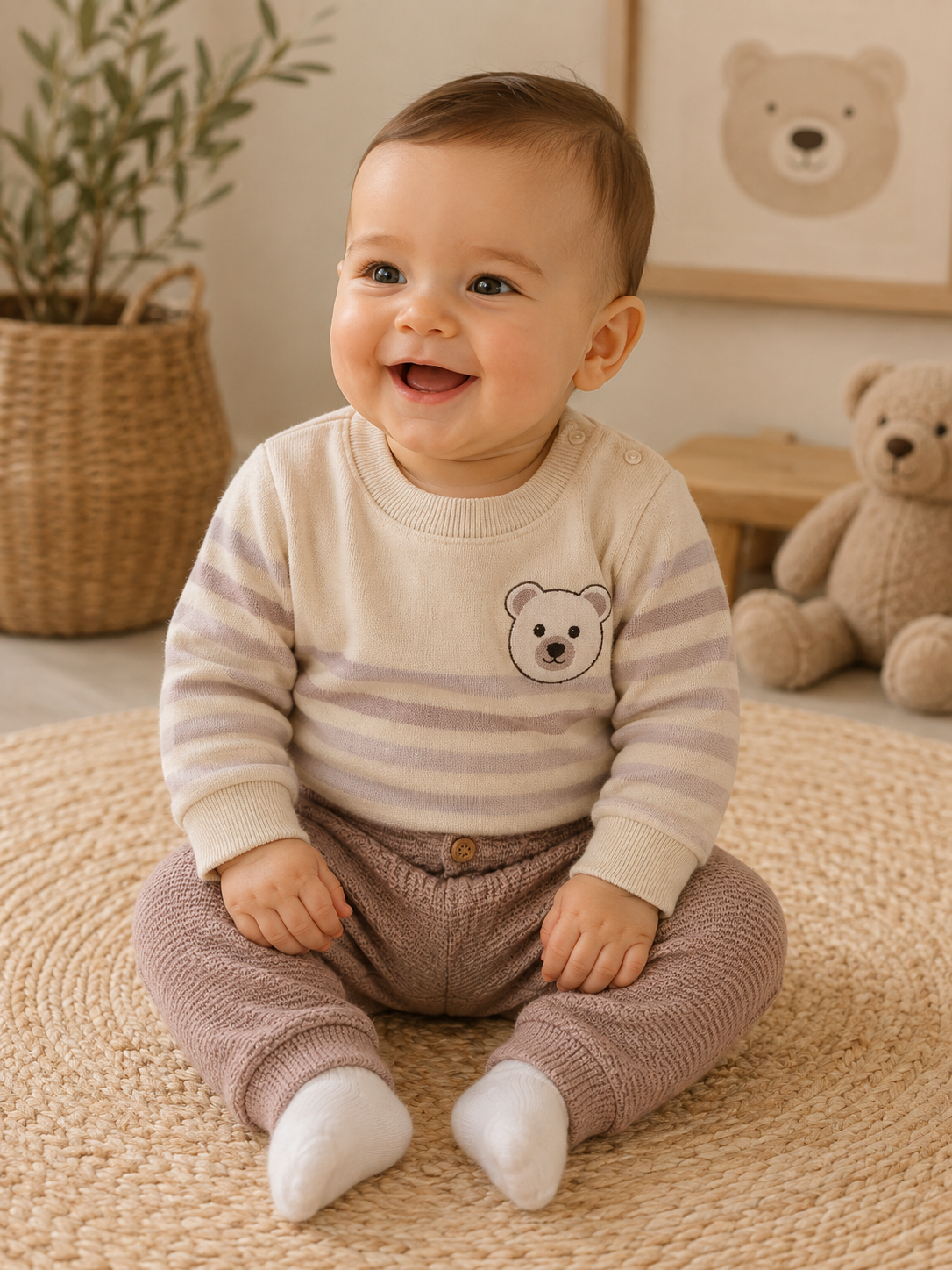 Ensemble bébé garçon ours 2 pièces 100 % coton taille de 6 à 24 mois ALL FOR KIDS