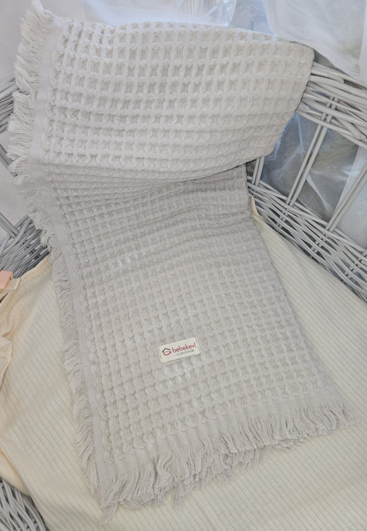 Couverture bébé nid d’abeille unisexe écru en 100% coton ref 1573 ALL FOR KIDS