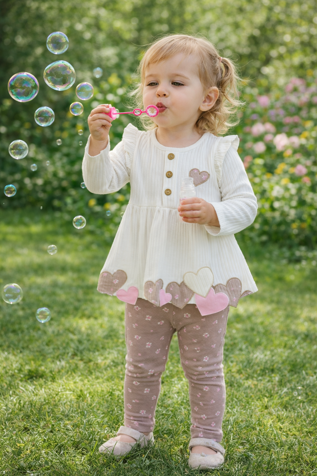 Ensemble fille 2 pièces cœurs – 9 à 24 mois  ref 6686