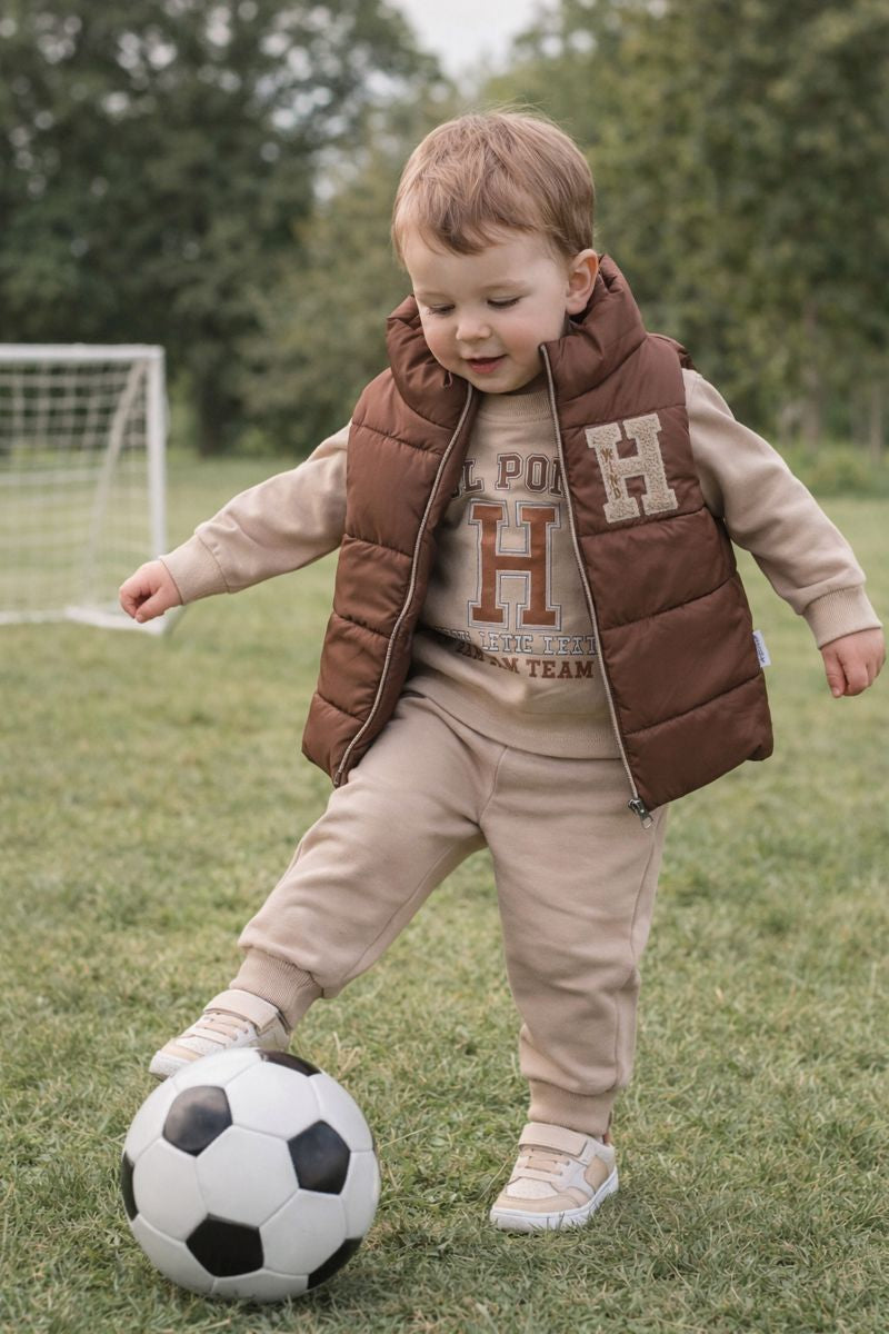 Ensemble garçon 3 pièces avec doudoune taille de 9 à 24 mois 100% coton ref 1703 ALL FOR KIDS