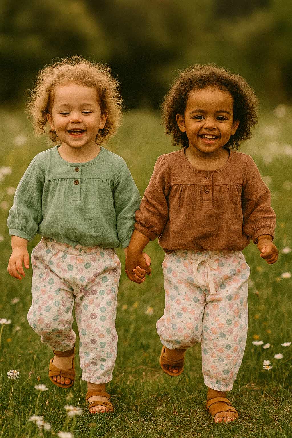 Ensemble fille gaze de coton blouse et pantalon fluide ref 2613 ALL FOR KIDS