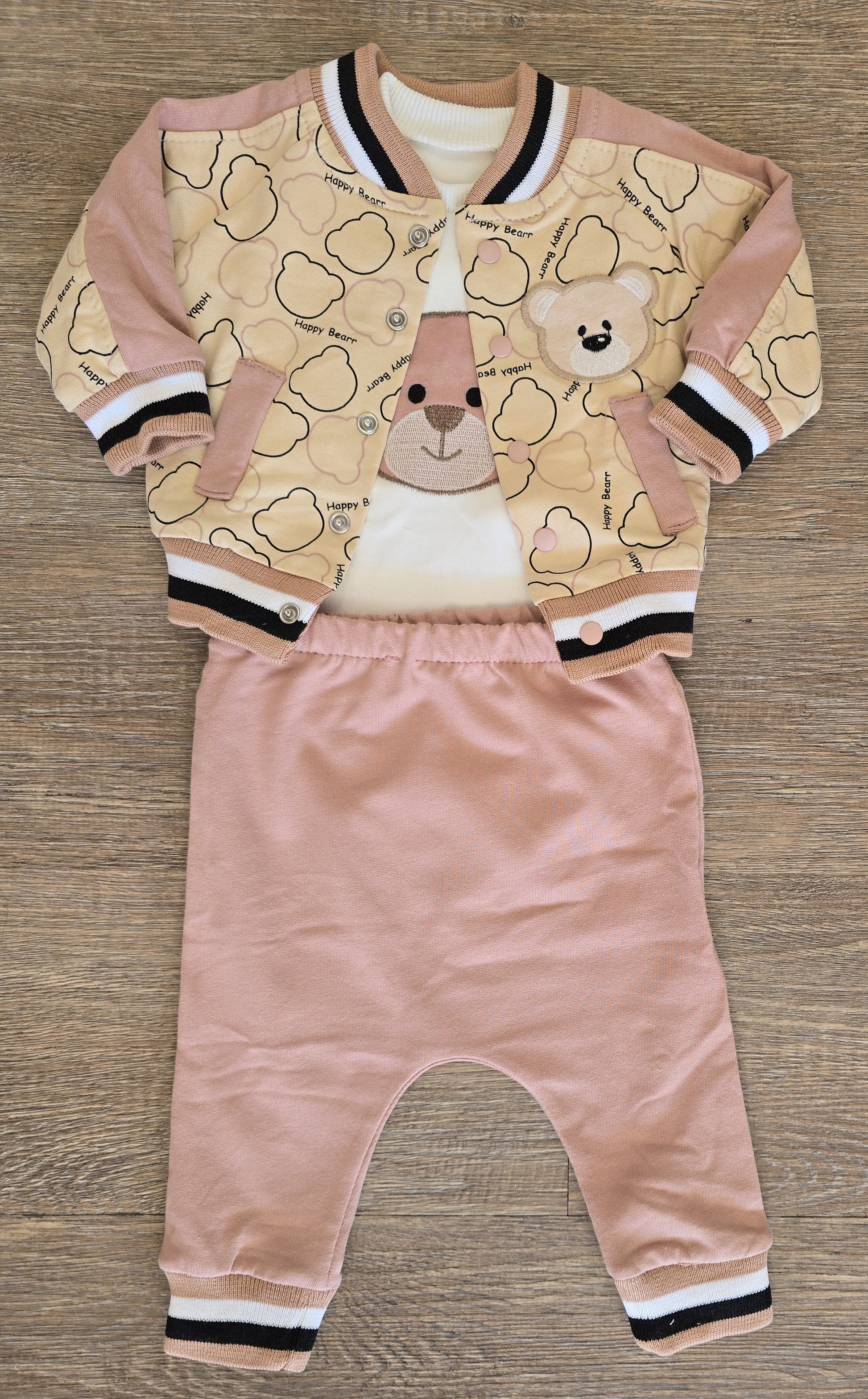 Ensemble garçon "Happy Bear" 3 pièces coton taille de 0-6 mois ref 0508 ALL FOR KIDS