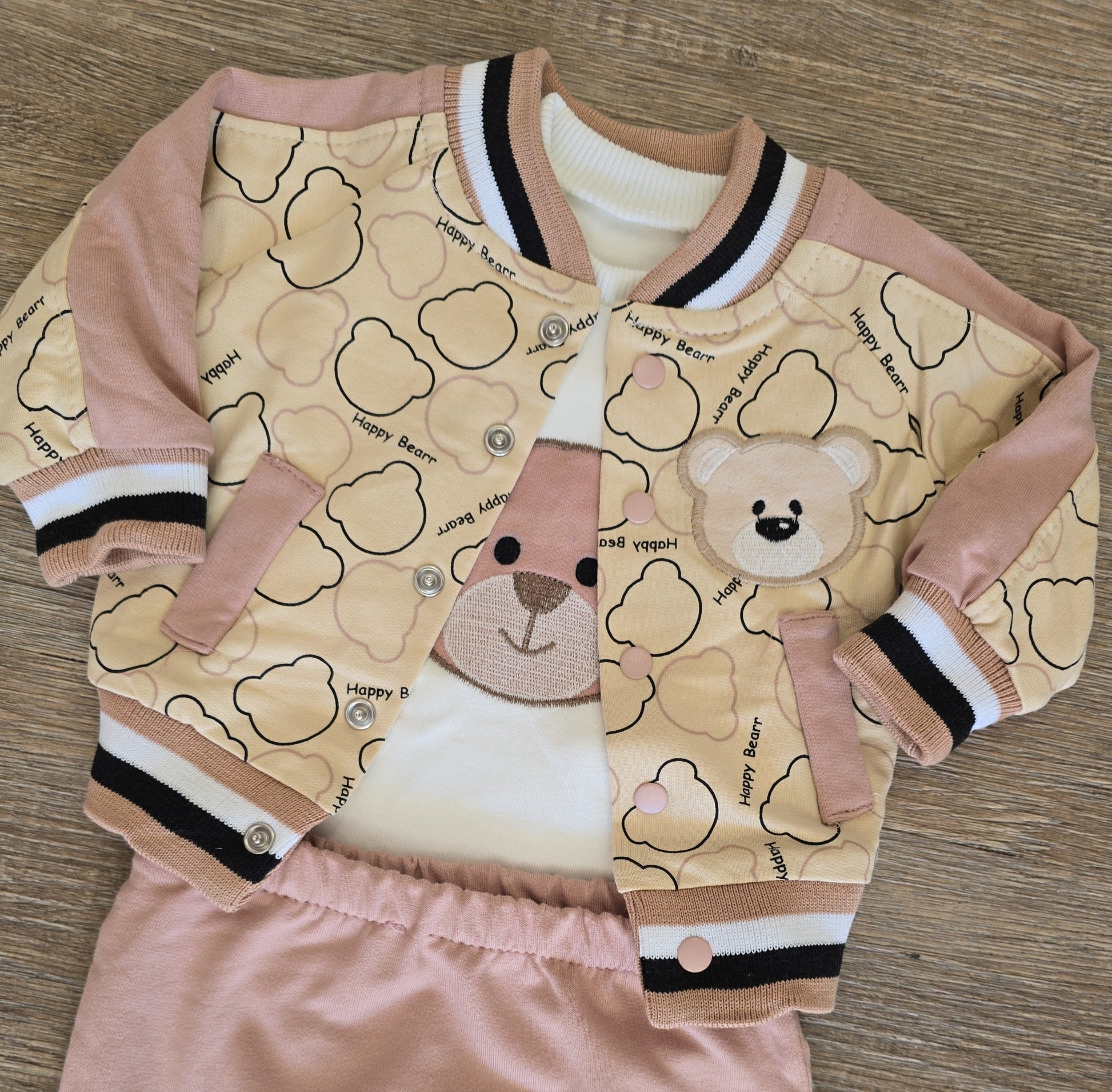 Ensemble garçon "Happy Bear" 3 pièces coton taille de 0-6 mois ref 0508 ALL FOR KIDS