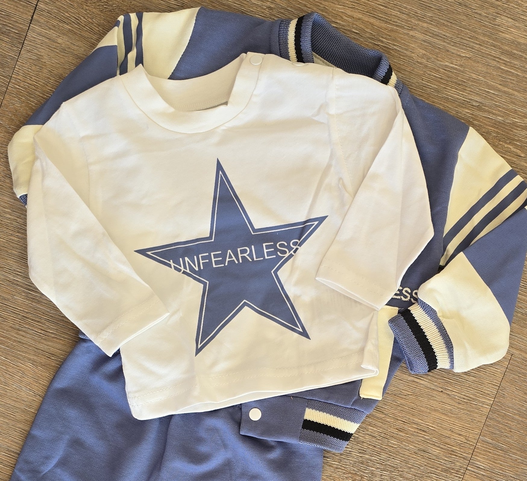 Ensemble bébé garçon bleu 3 pièces varsity coton taille de 6-18 mois ref 1288 ALL FOR KIDS