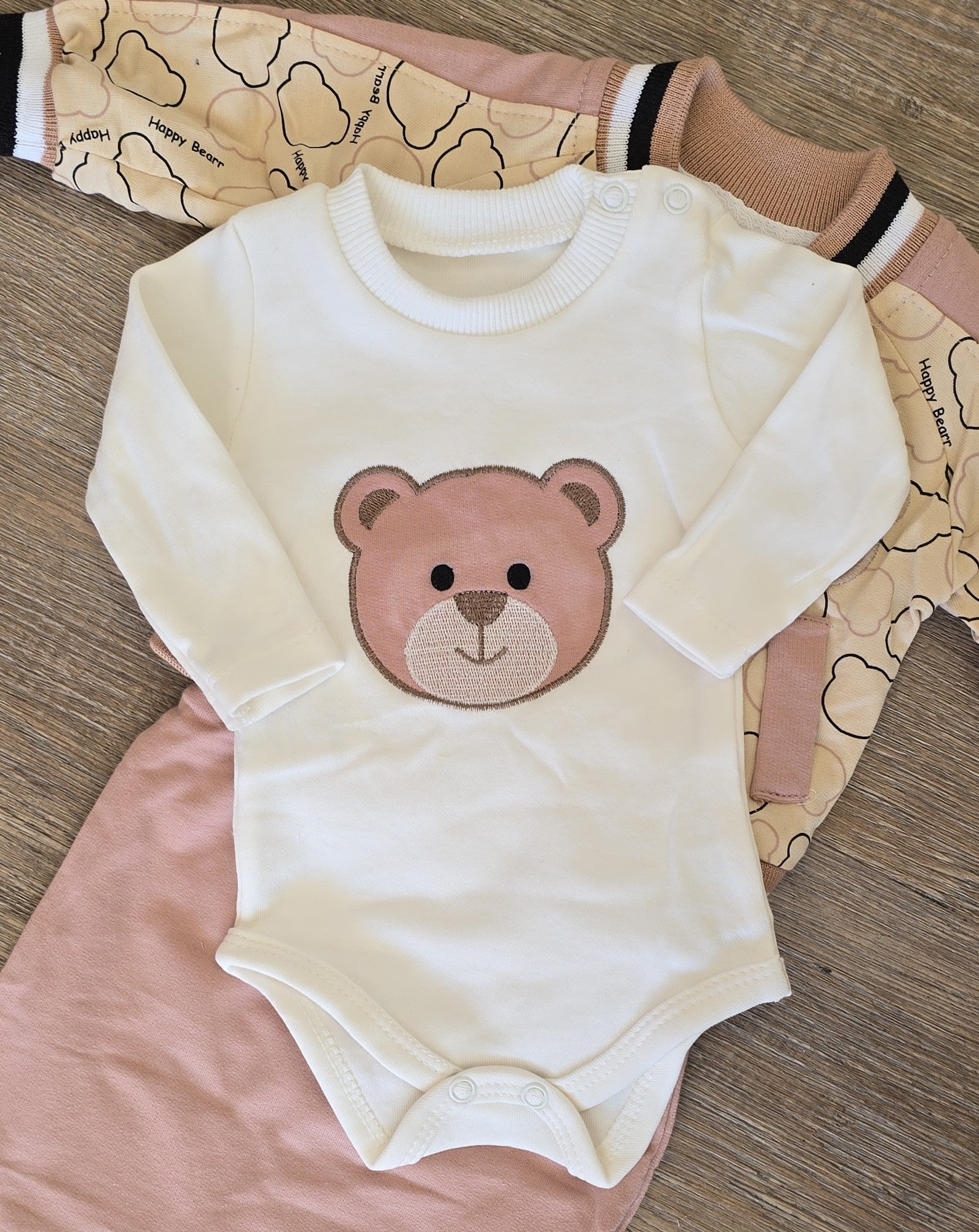 Ensemble garçon "Happy Bear" 3 pièces coton taille de 0-6 mois ref 0508 ALL FOR KIDS