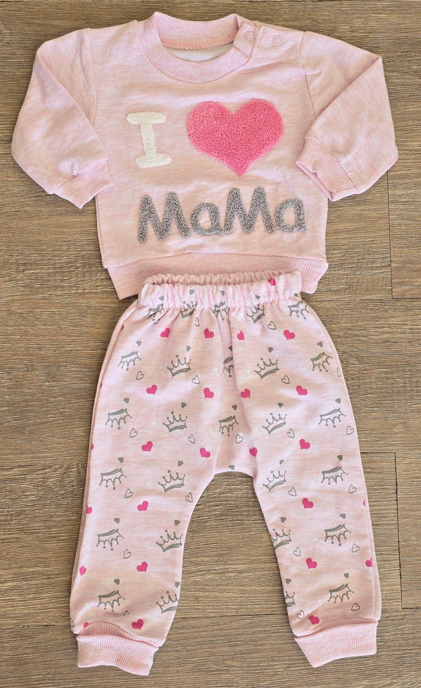 Ensemble bébé I love Mama rose 100% coton taille de 6 à 12 mois ref 422 ALL FOR KIDS