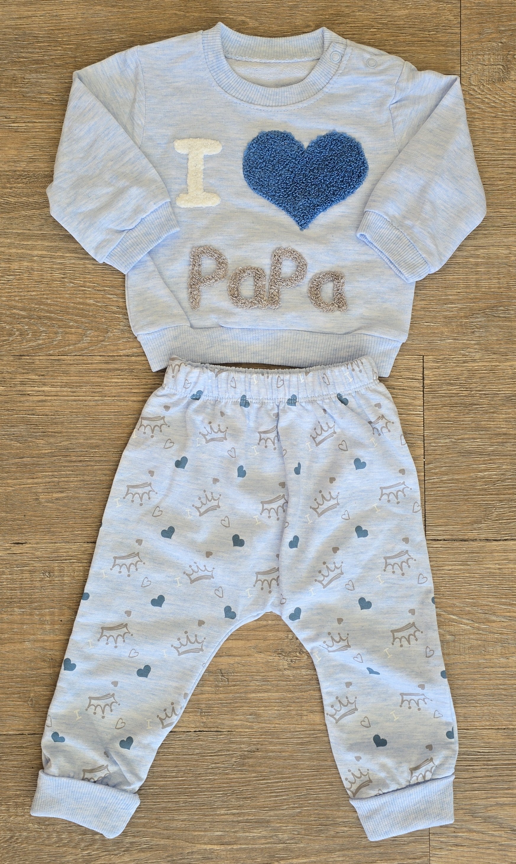 Ensemble bébé I love Papa bleu 100% coton taille de 6 à 12 mois ref 423 ALL FOR KIDS
