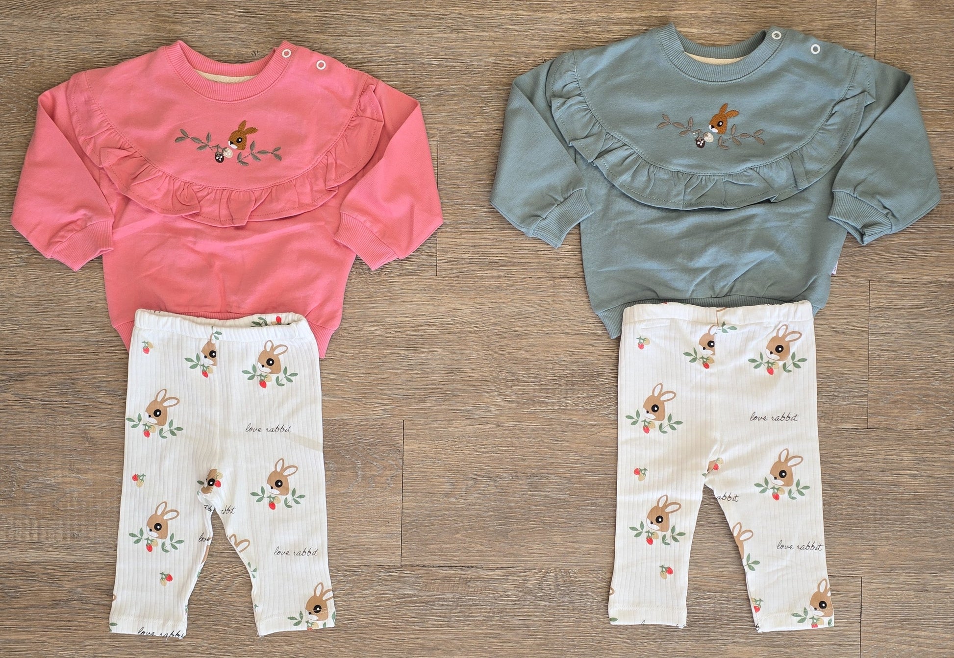 Ensemble bébé fille lapin coton volanté taille de 6 à 18 mois ref 07131 ALL FOR KIDS