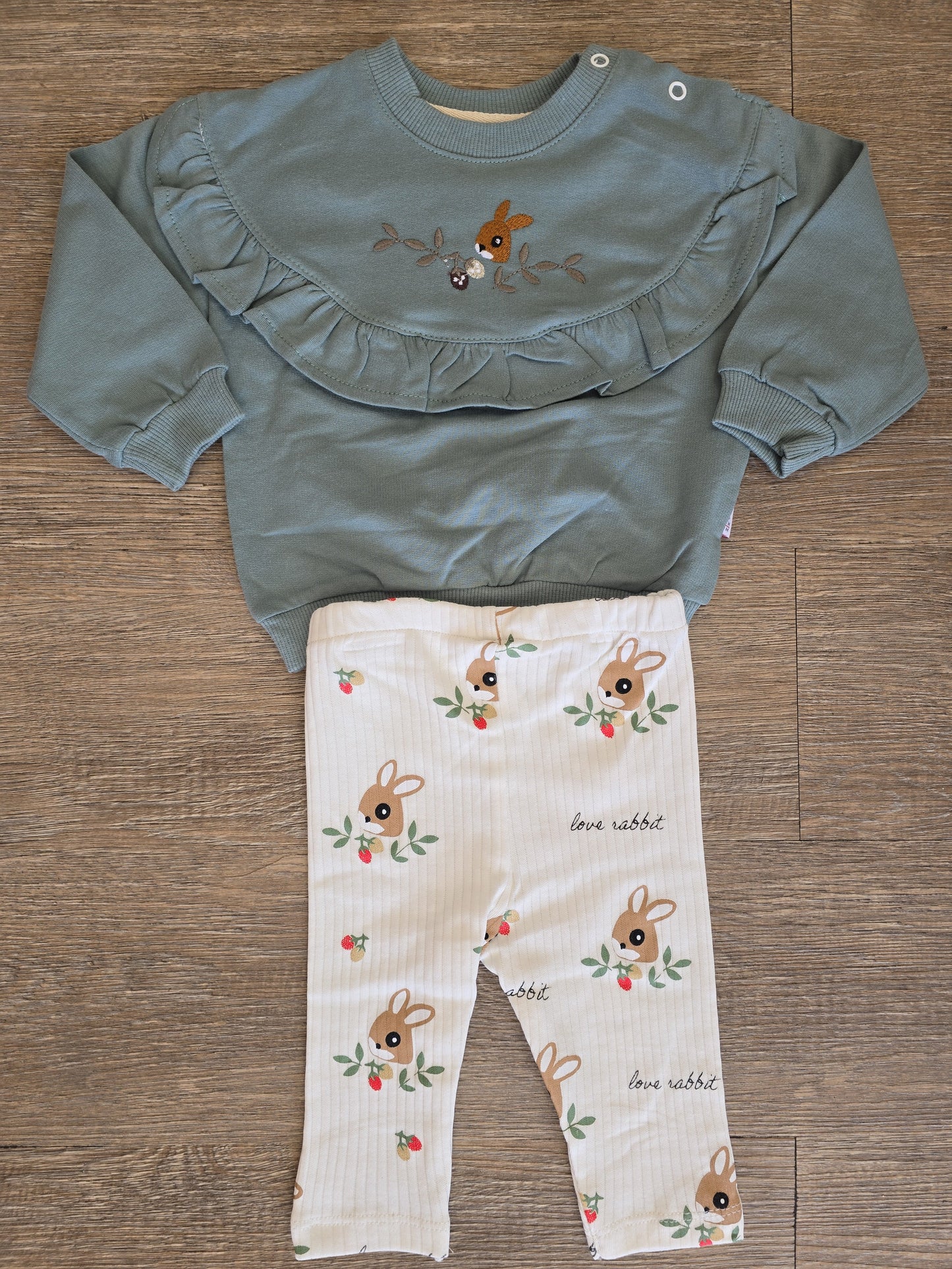 Ensemble bébé fille lapin coton volanté taille de 6 à 18 mois ref 07131 ALL FOR KIDS