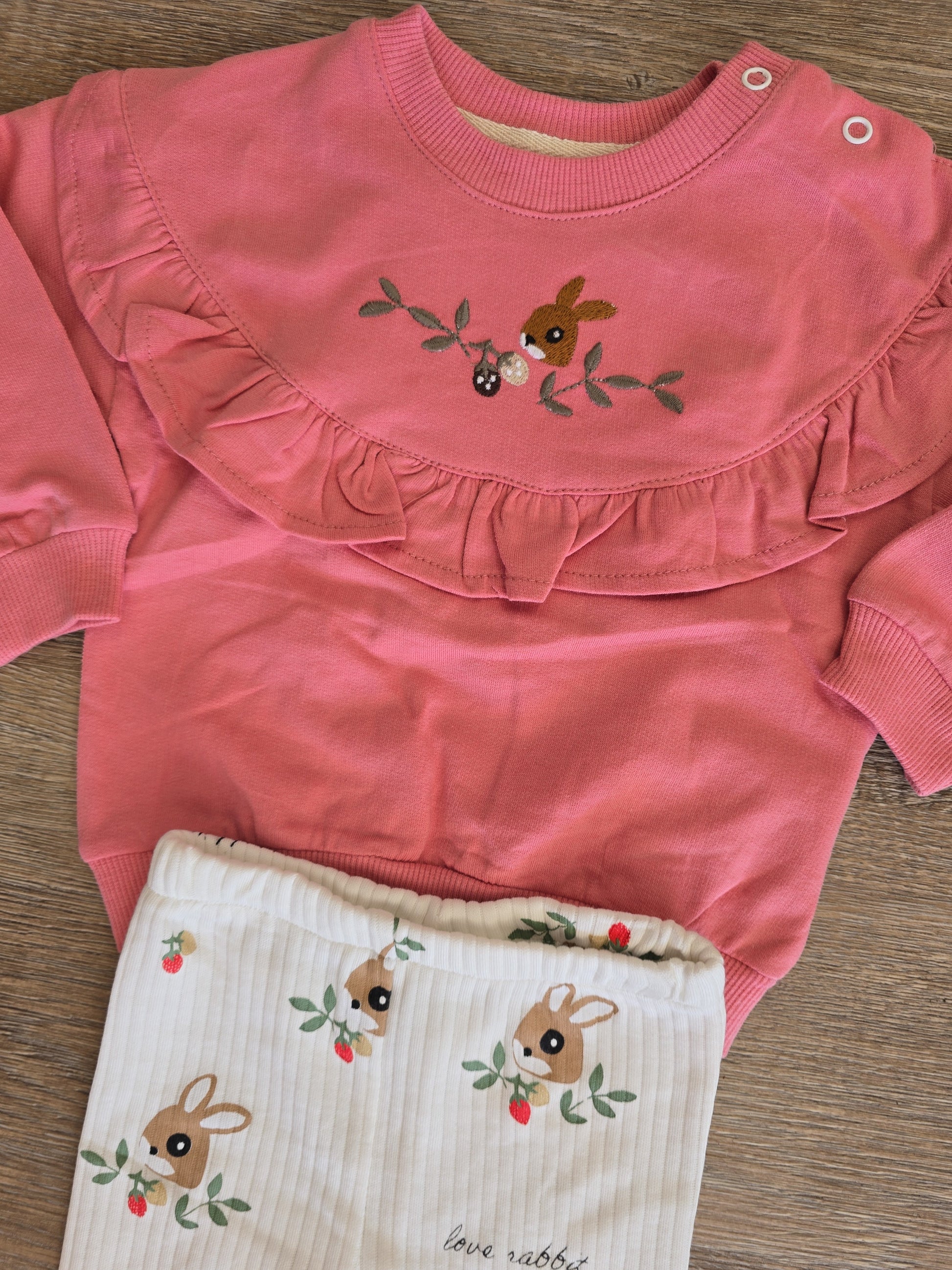 Ensemble bébé fille lapin coton volanté taille de 6 à 18 mois ref 07131 ALL FOR KIDS