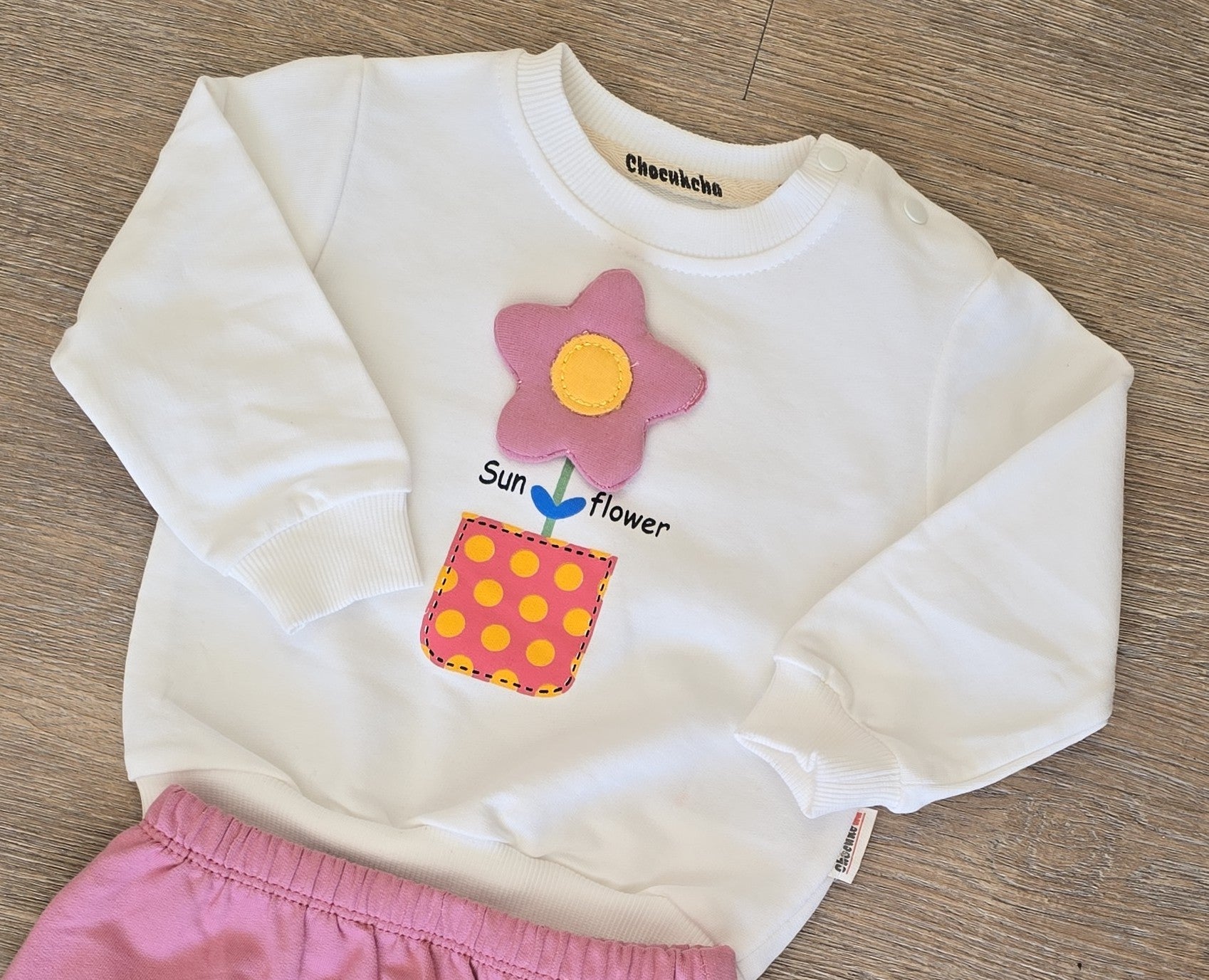 Ensemble bébé fille fleur rose 100% coton taille de 6 à 18 mois ref 3062 ALL FOR KIDS