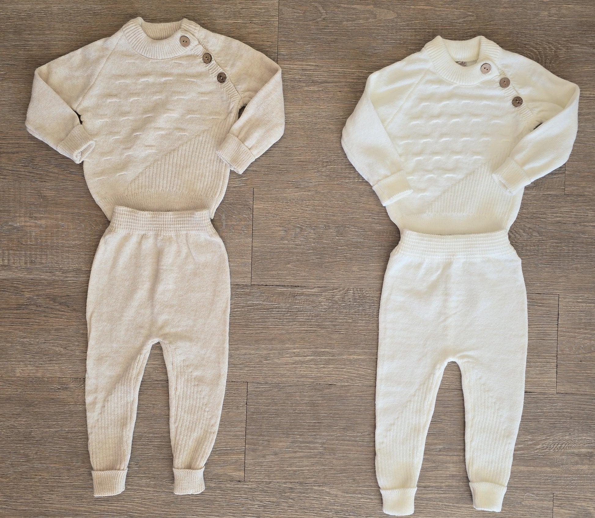 Ensemble bébé laine chaud beige ou écru Mixte taille de 3 à 9 mois 100% laine ref 0047 ALL FOR KIDS