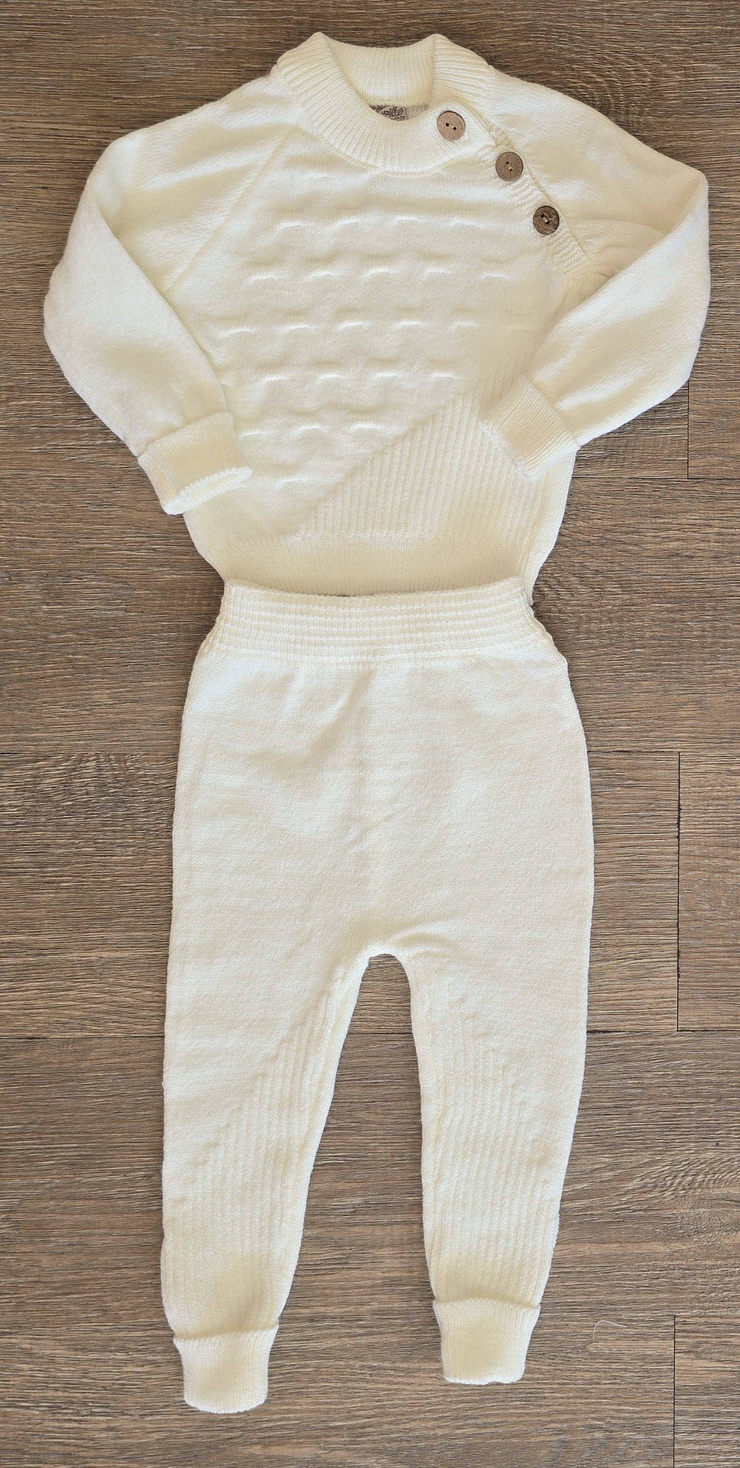 Ensemble bébé laine chaud beige ou écru Mixte taille de 3 à 9 mois 100% laine ref 0047 ALL FOR KIDS