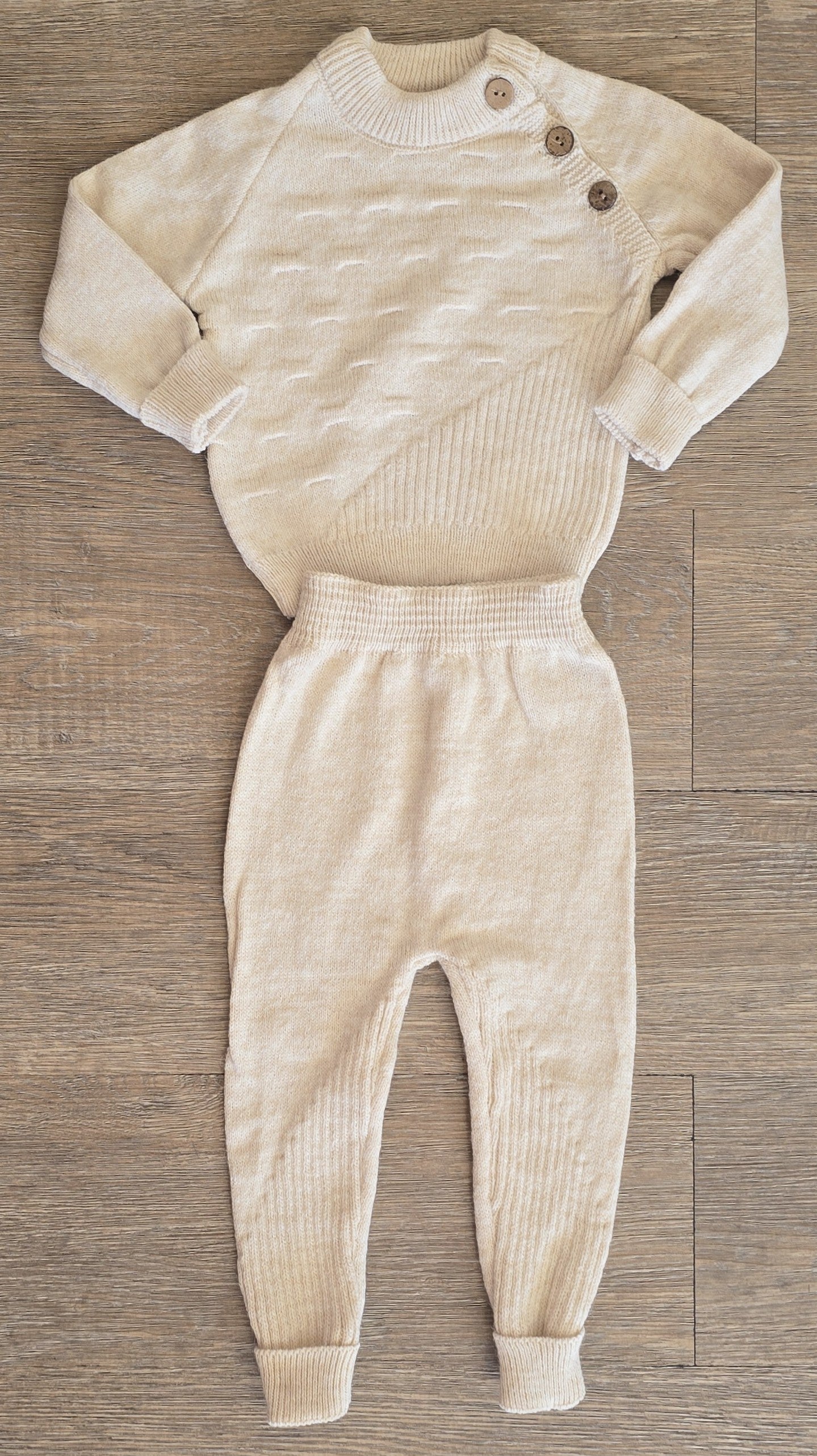 Ensemble bébé laine chaud beige ou écru Mixte taille de 3 à 9 mois 100% laine ref 0047 ALL FOR KIDS