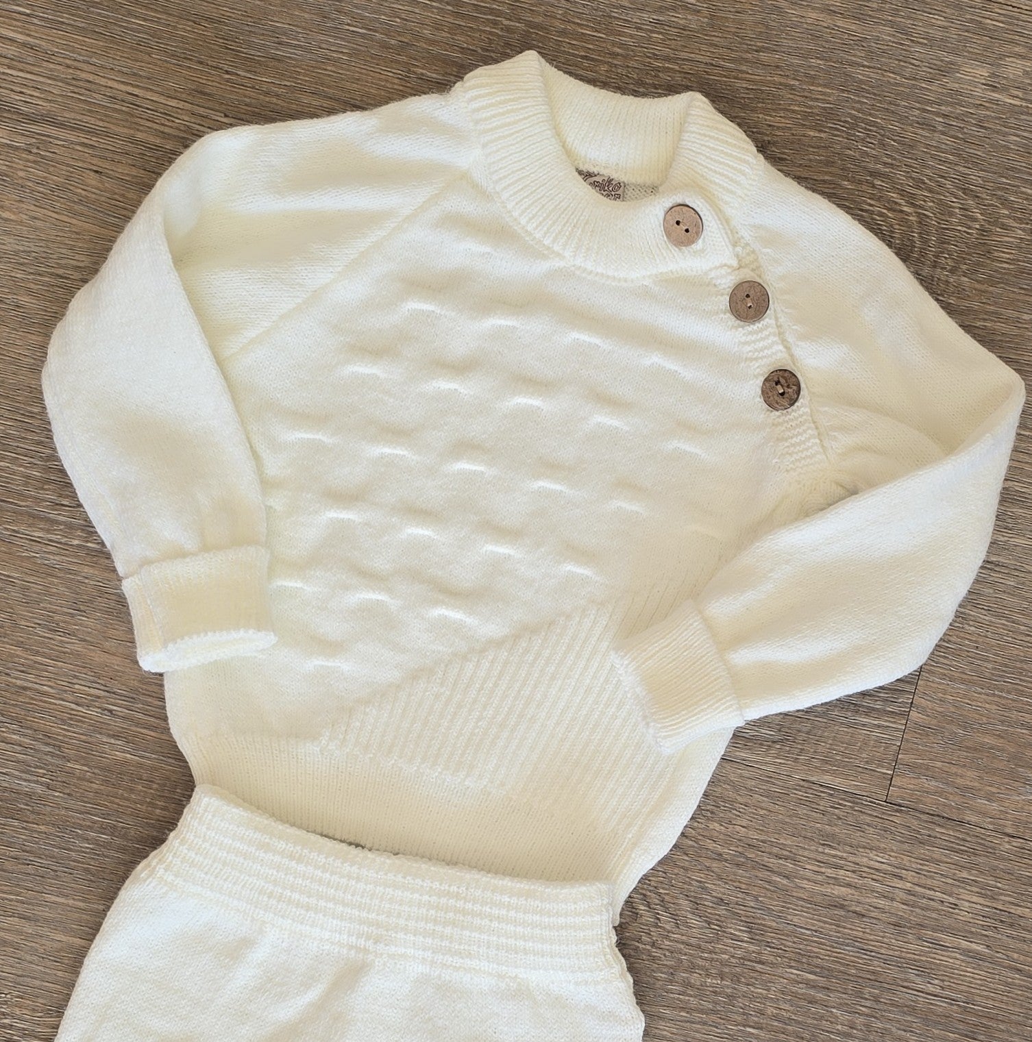 Ensemble bébé laine chaud beige ou écru Mixte taille de 3 à 9 mois 100% laine ref 0047 ALL FOR KIDS