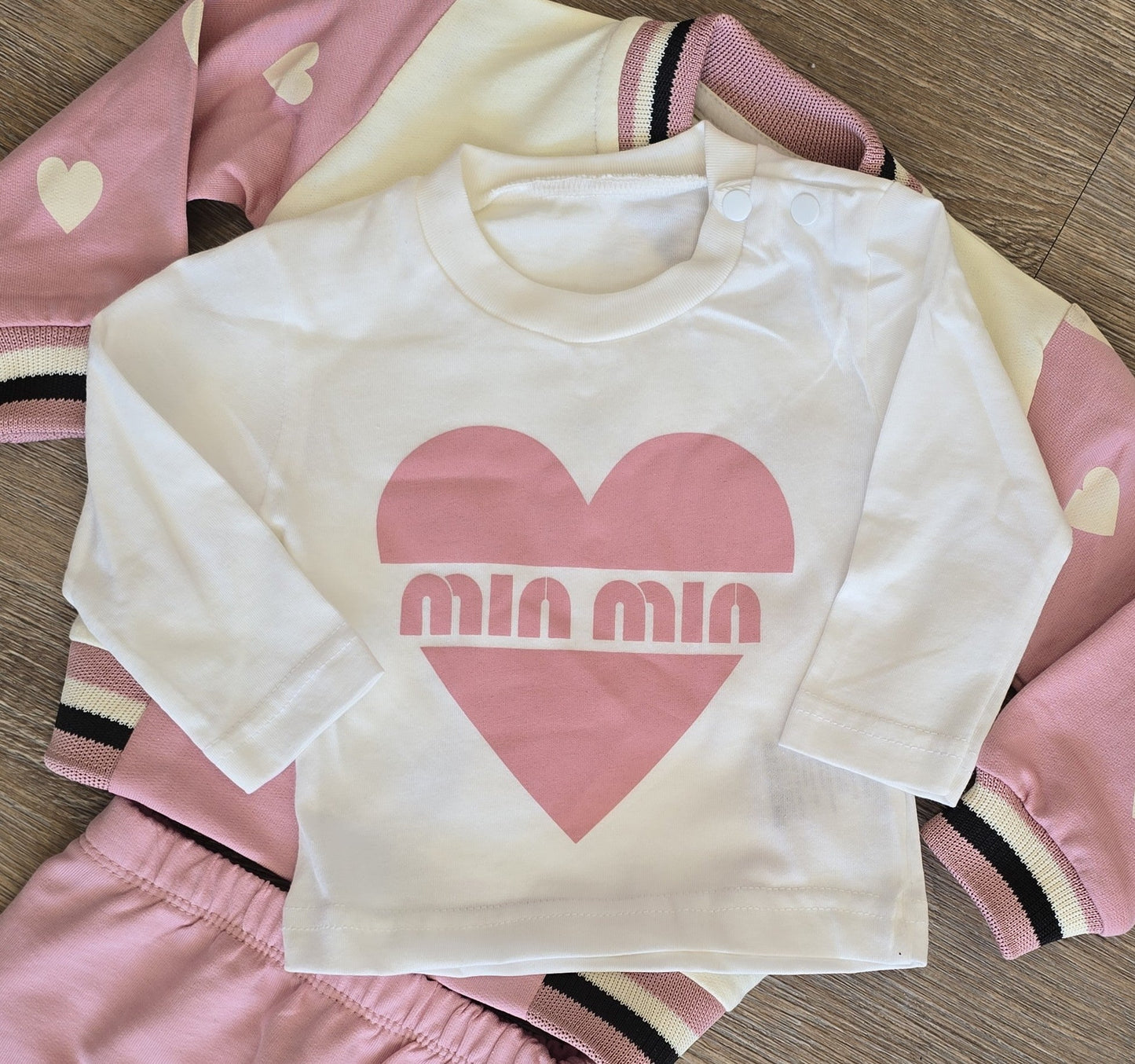 Ensemble fille 3 pièces rose coton taille de 6 à 18 mois ref 1316 ALL FOR KIDS