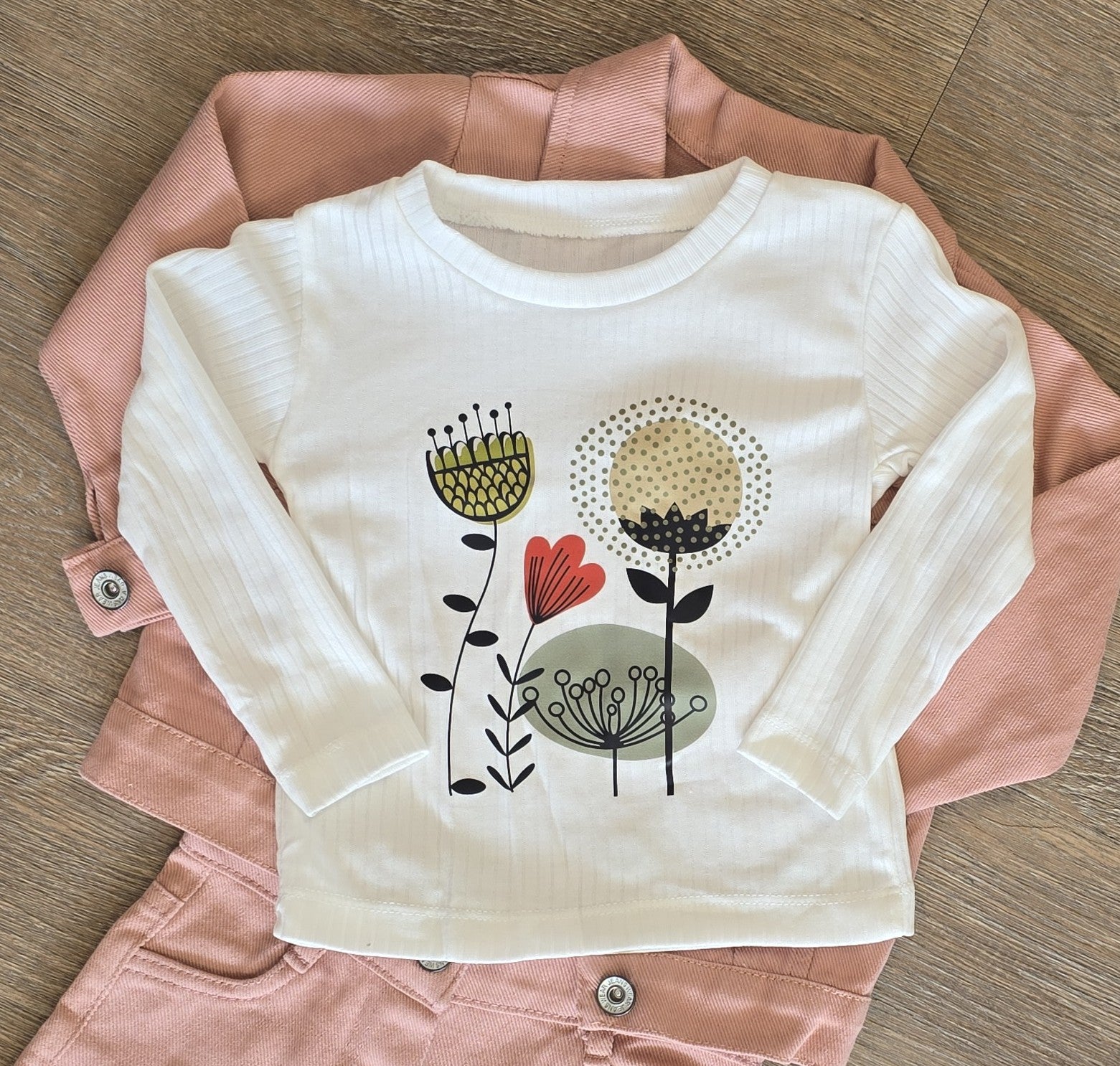 Ensemble fille 3 pièces coton rose Veste, tee-shirt, pantalon taille de 2 à 5 ans ref 4009 ALL FOR KIDS