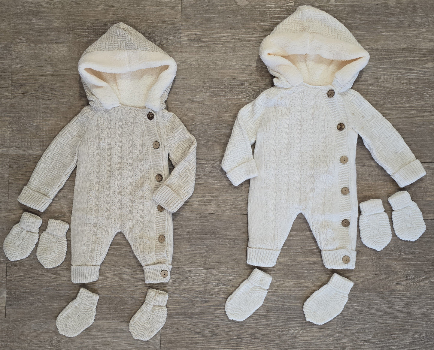 Combinaison Unisexe bébé hiver avec capuche moufles et chaussettes 100% laine et coton  ref 715 ALL FOR KIDS