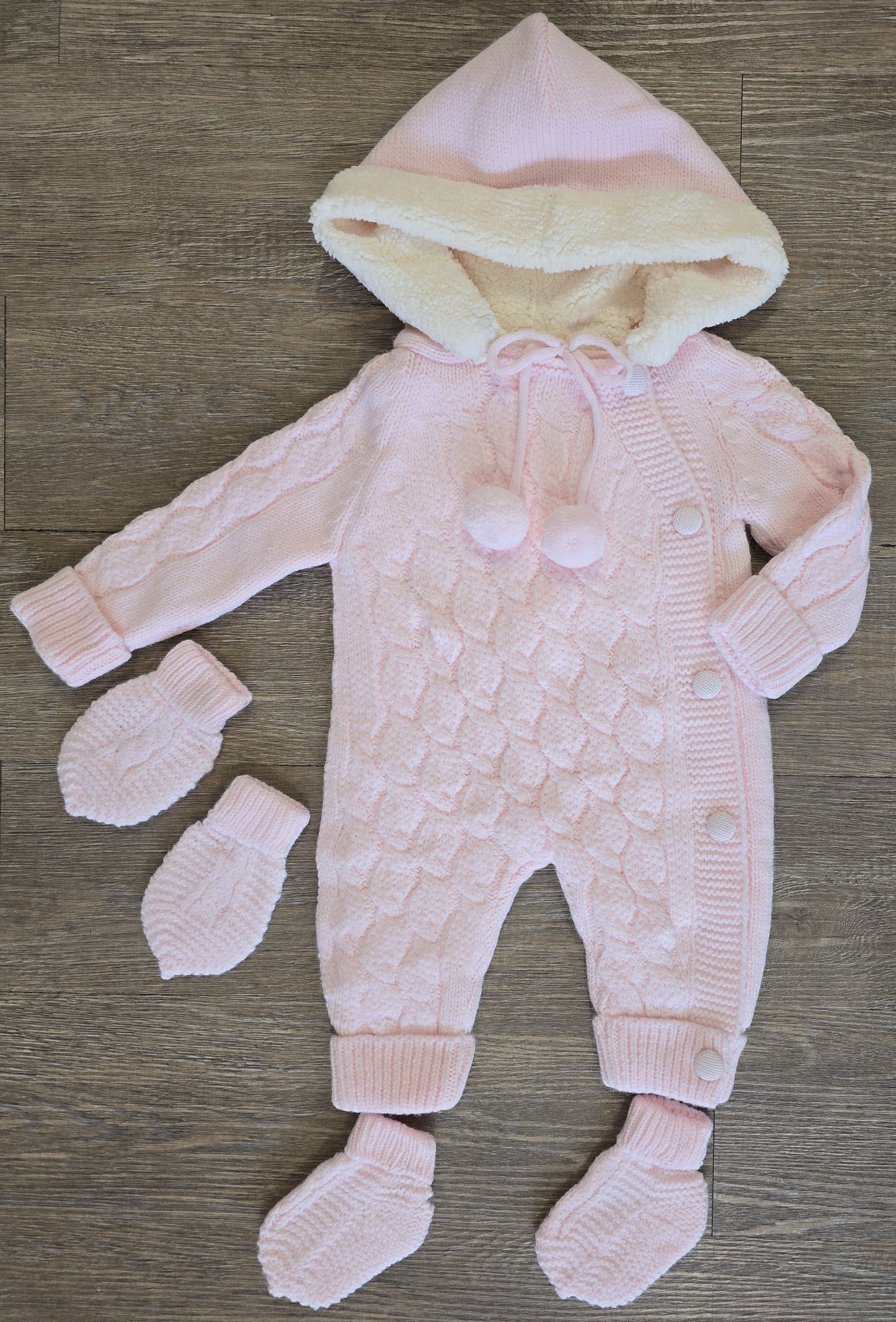 Combinaison Unisexe bébé hiver avec capuche moufles et chaussettes 100% laine et coton  ref 703 ALL FOR KIDS